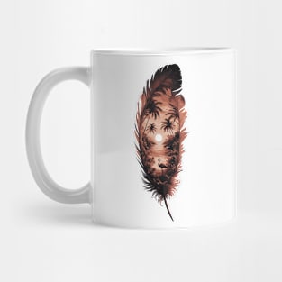 Tropical Sunset Feather Tee - Artistic Flamingo & Palms Shirt Mug